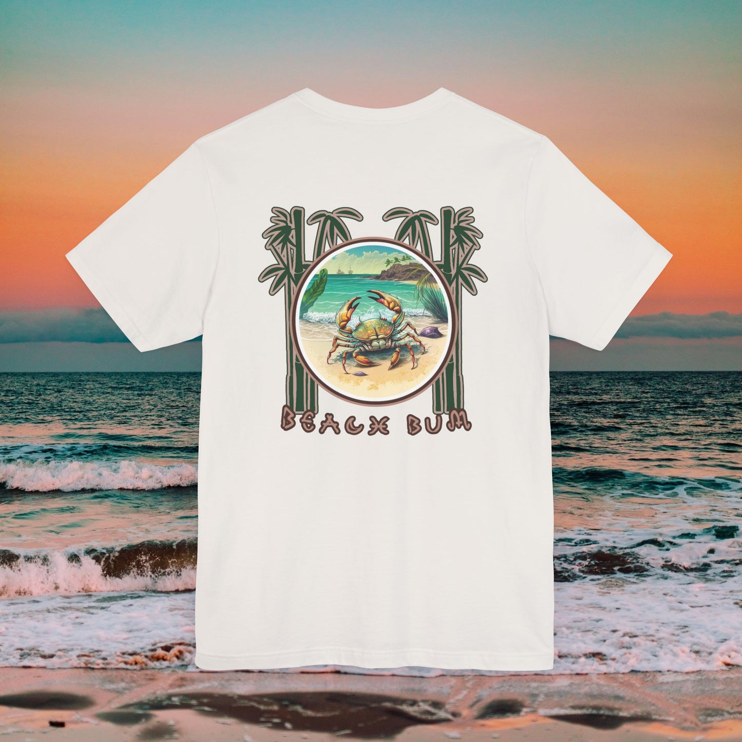 Beach Bum Crab T-Shirt - Eco-Friendly Ocean Vibes Surf Style Tee