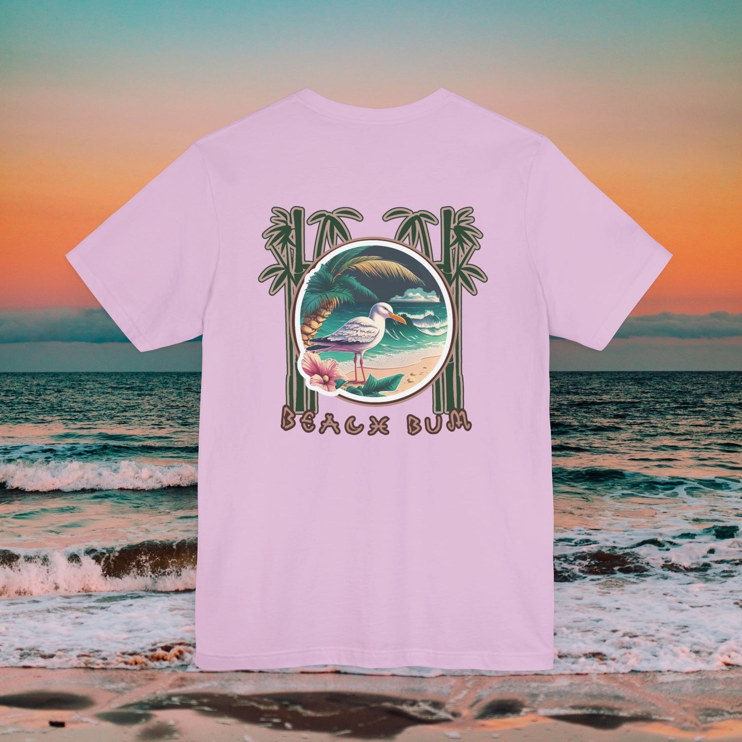 Beach Bum Seagull T-Shirt - Eco-Friendly Ocean Vibes Surf Style Tee