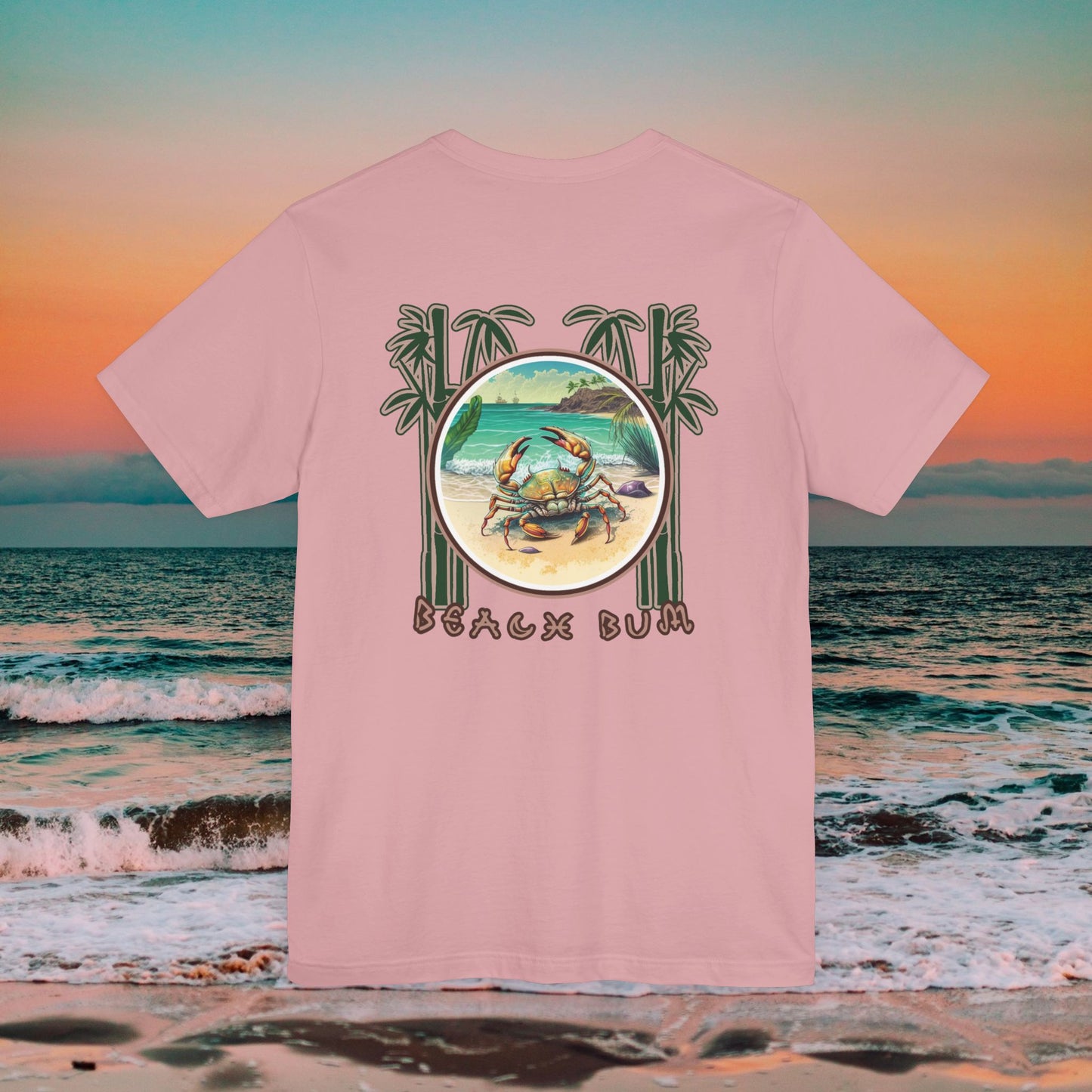 Beach Bum Crab T-Shirt - Eco-Friendly Ocean Vibes Surf Style Tee