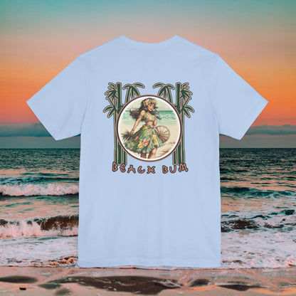 Beach Bum Hula Girl T-Shirt - Eco-Friendly Ocean Vibes Surf Style Tee