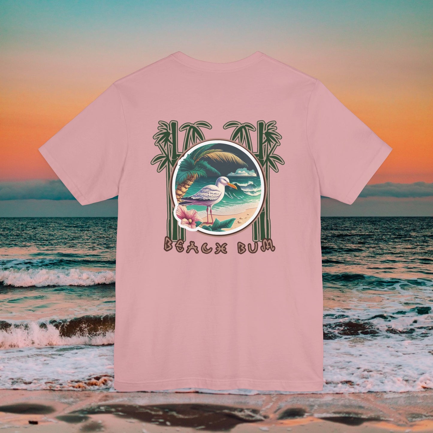 Beach Bum Seagull T-Shirt - Eco-Friendly Ocean Vibes Surf Style Tee