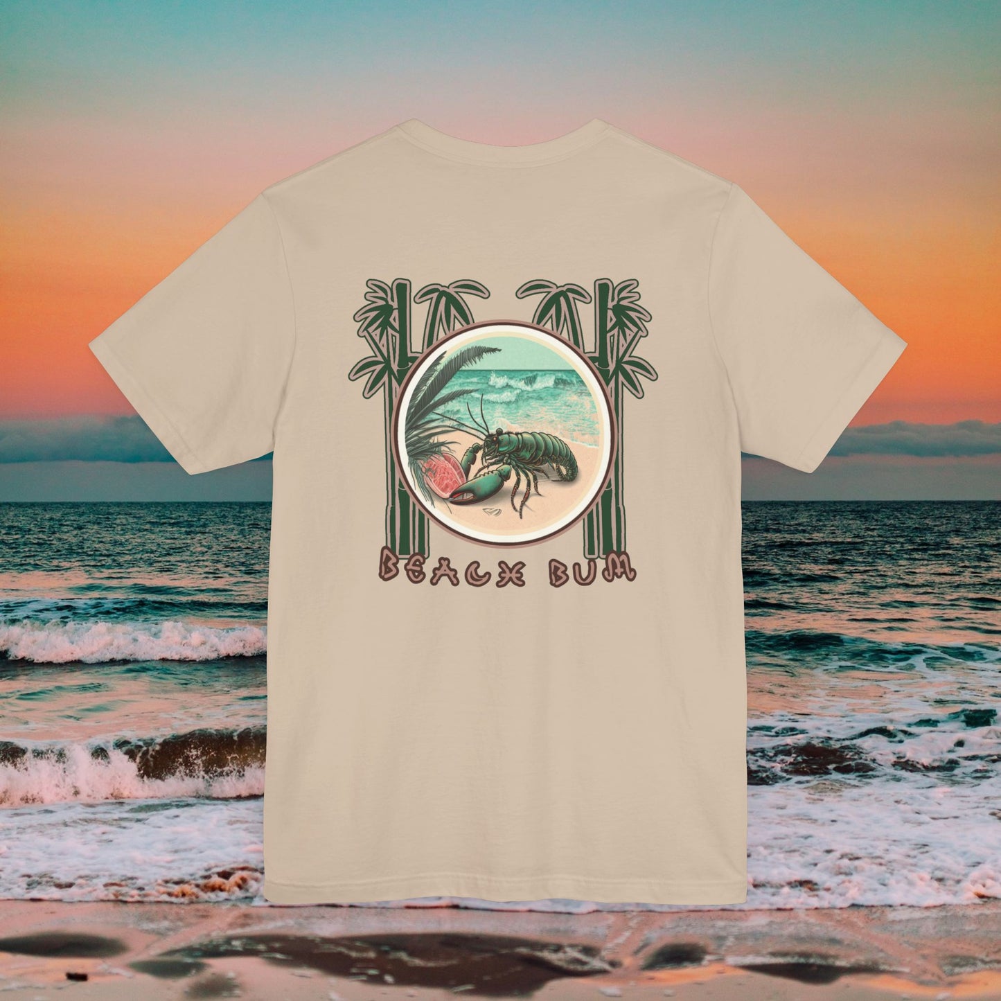 Beach Bum Lobster T-Shirt - Eco-Friendly Ocean Vibes Surf Style Tee