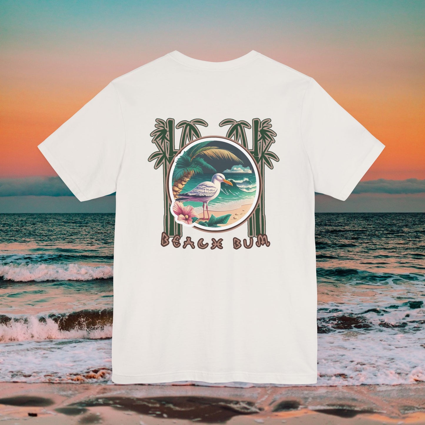 Beach Bum Seagull T-Shirt - Eco-Friendly Ocean Vibes Surf Style Tee