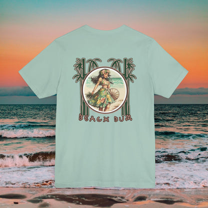 Beach Bum Hula Girl T-Shirt - Eco-Friendly Ocean Vibes Surf Style Tee