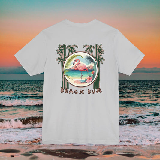 Beach Bum Flamingo T-Shirt - Eco-Friendly Ocean Vibes Surf Style Tee