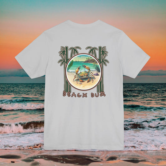 Beach Bum Crab T-Shirt - Eco-Friendly Ocean Vibes Surf Style Tee