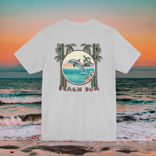 Beach Bum Dolphin T-Shirt - Eco-Friendly Ocean Vibes Surf Style Tee